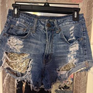 American Eagle Outfitters Blue Vintage-Inspired Jean Shorts